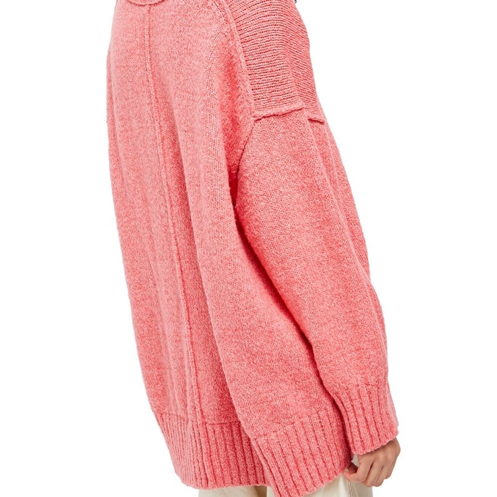 NEW Free People Sweater Brookside Bright Pink Scoop Neck Tunic Women’s Small - Picture 4 of 6